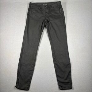 Elie Tahari Deidre Jean Womens Size 4 Coated Skinny Mid Rise Ankle Zip Black